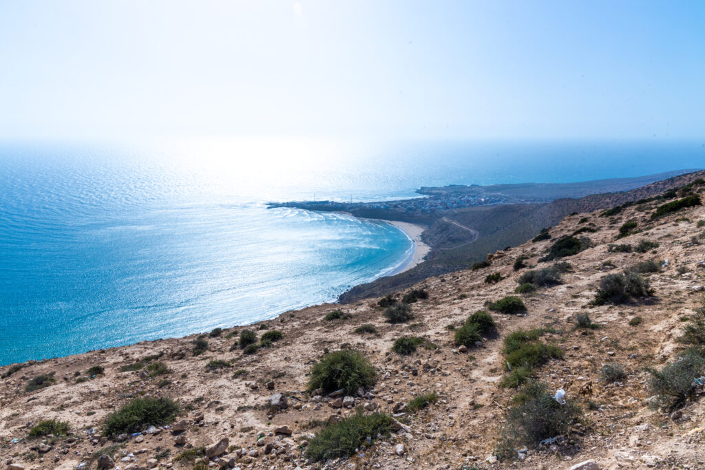 Panoramablick auf die Bucht von Imsouane, Marokko.